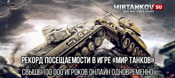 Рекорд посещаемости в игре «Мир танков» — свыше 100 000 игроков онлайн одновременно Полезное