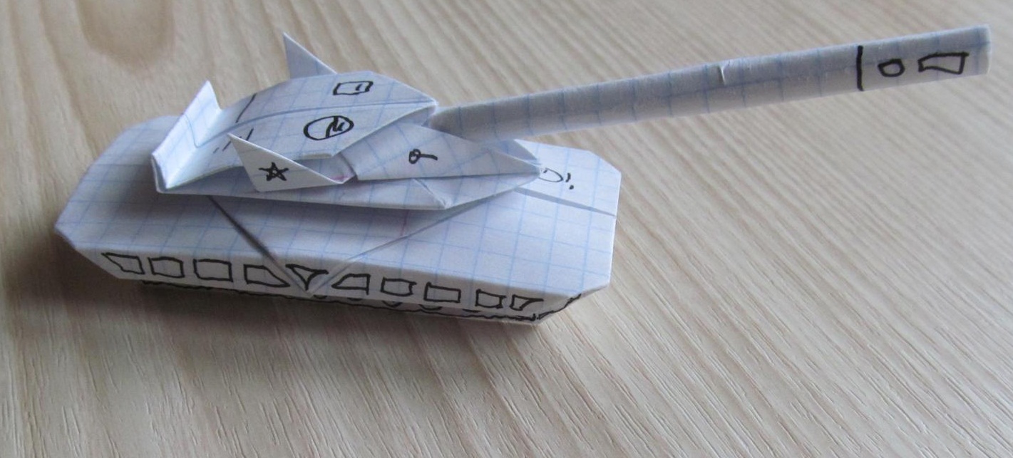 оригами из бумаги танк